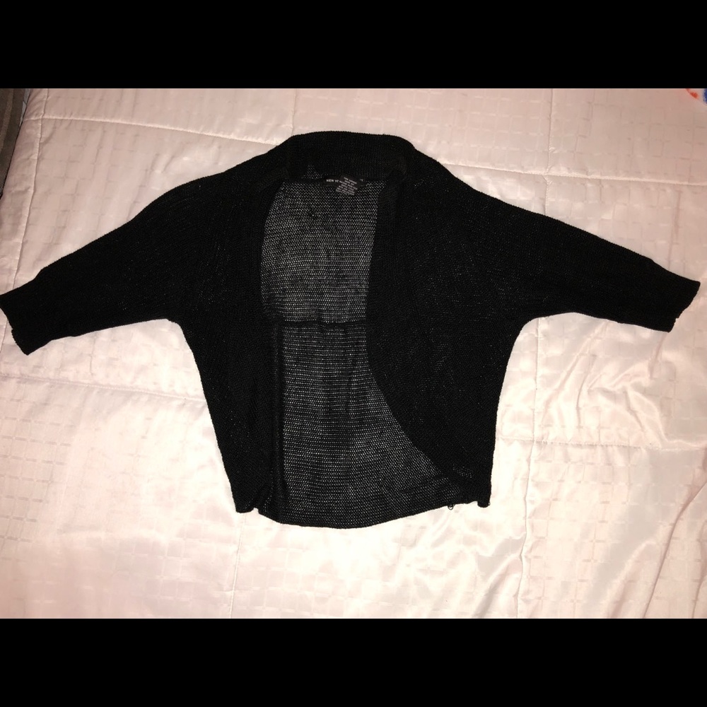 Black cropped mid length sweater